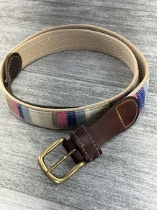A Tail We Could Wag Leather Woven Belt Adult 36 Striped USA Made Boho Preppy 1” - Picture 1 of 17