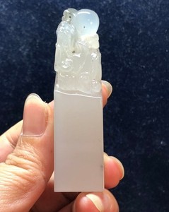 Chinese  Shoushan Lizhi White Translucent Soapstone Seal Stamp Chop寿山荔枝石