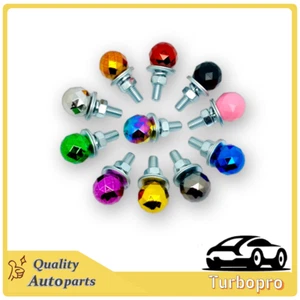 4 Pcs Set Diamond Pattern License Plate Bolt Cap Cover Screw Bolts Nuts 11 Color - Foto 1 di 17