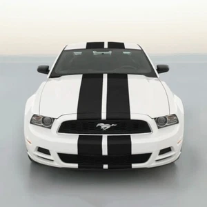 9" BLACK CARBON FIBER VINYL RALLY STRIPES RACING STRIPE For FORD MUSTANG COBRA - Picture 1 of 4