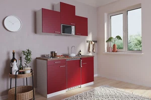 Küche Miniküche Singleküche Küchenzeile Pantry Weiß Rot Luis 150 cm Respekta - Bild 1 von 9