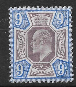 GB SG251 1902 9d PÚRPURA PIZARRA Y ULTRAMAR MTD COMO NUEVO - Imagen 1 de 1