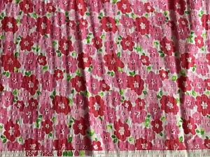 1/2 Yard+ PINK & RED FLORAL Seersucker FABRIC DSN#19826 Flowers - Picture 1 of 1