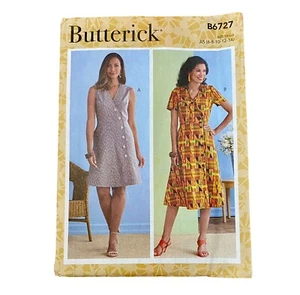 Butterick Dress Pattern B6727 New Uncut Size AS 6 8 10 12 Fit to Flare Buttons - Picture 1 of 3