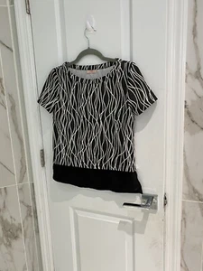 Camiseta Top Blusa Nell Mujer Manga Gorra Negra Blanca Estampada Texturizada Talla S - Imagen 1 de 10