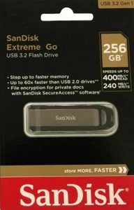 SanDisk Extreme GO 256GB USB 3.2 Flash Drive Read 395MB/s Write 100MB/s SDCZ810 - Picture 1 of 2
