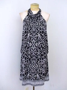 VGC White House Black Market Swirl Knit Tied Halter Dress Blousy Elastic Waist M - Picture 1 of 5