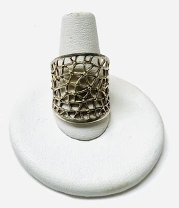 Sterling Silver Filigree Wide Band Ring sz 6.5 - Picture 1 of 5