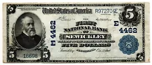 Sewickley, PA - 1902 Plain Back Fr. 601 The First NB Ch. # (E)4462. RARE - Picture 1 of 2
