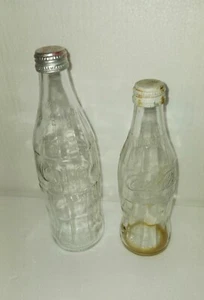 2 Coca Cola embossed Clear Soda Bottle No Deposit No Return 10 Oz And 16 Oz Coke - Picture 1 of 7