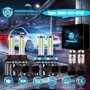 9005+H11+9145 Combo Kits LED Headlight+Fog Bulbs For Ford F-150 2015-2023 6000K - Picture 1 of 12