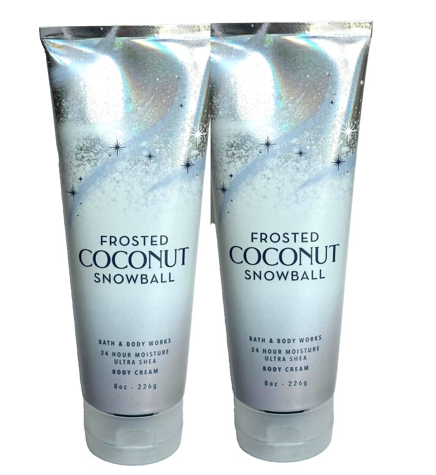Bath & Body Works Set Frosted Coconut Snowball 8oz Body Cream 10oz Body Wash