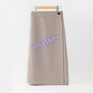 Womens 100% Wool Spring Mid Long Straight Pencil Wrap Skirt Ladies High Waist Sz - Picture 1 of 28