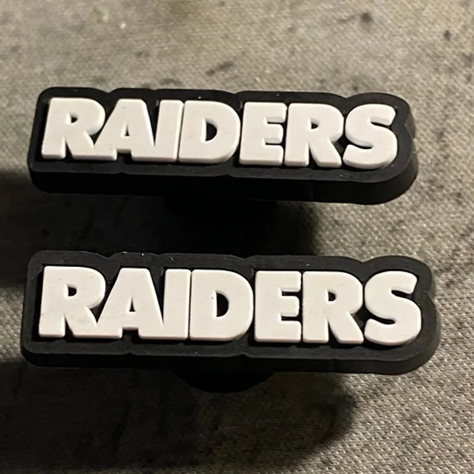 las vegas raiders shoe charms, 2 piece set button back - Image 1 of 1