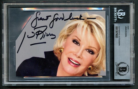 Joan Rivers signed autograph auto Small Cut Photo Talk Show Host BAS Slabbed Cover