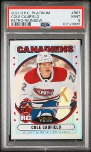 2021-22 OPC Platinum Retro Rainbow RC Cole Caufield Canadiens #R-67 Grade PSA 9 - Picture 1 of 2