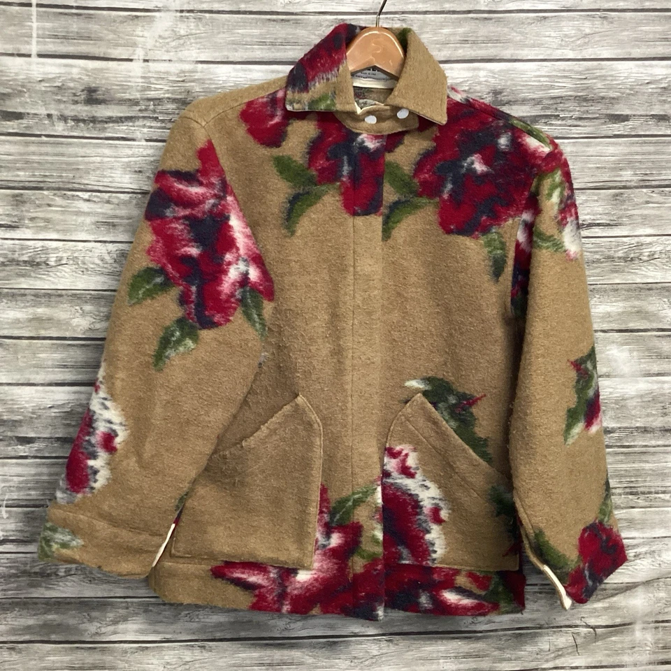 Chaqueta Carleen by Anthropologie Mujer XS Marrón Estampado Floral Lana Abrigo Boho Foto 1 de 4