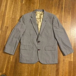 Orvis Men's Blue/Beige Gingham Check Poly/Cotton Sports Coat Jacket Size 42 R - Picture 1 of 14