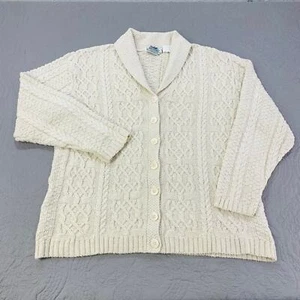 Northern Reflections Sweater Cardigan Mens Medium Cable Knit Fisherman Cream - Picture 1 of 8