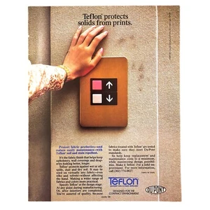 Anuncio estampado de tela Teflon Du Pont 1988 8,5x11" diseño interior vintage años 80 - Imagen 1 de 1