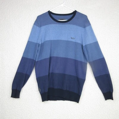 Mossimo Crewneck Sweater Blue Stripes Long Sleeve 100% Cotton Men's Large - Image 1 of 4