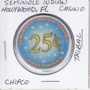 CASINO CHIP TOKEN $.25 FRACTIONAL SEMINOLE IND. CASINO TRIBAL HOLLYWOOD, FL CHIP - Picture 1 of 1