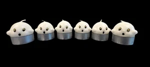6x süße Halloween weißer Geist Teelicht Kerzen 1,5"h - Bild 1 von 4