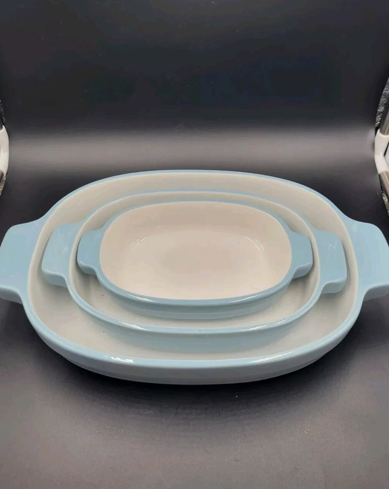 Juego de 3 cazuela de cerámica azul claro azul KitchenAid Foto 1 de 4