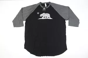LA POP ART GRAY BLACK 3XL MID SLEEVE CALIFORNIA REPUBLIC BEAR FLAG ART TSHIRT - Picture 1 of 4
