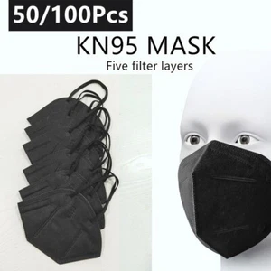 50/100 Pcs Black KN95 Face Mask 5 Layers Cover Protection Respirator Masks KN95 - Picture 1 of 3