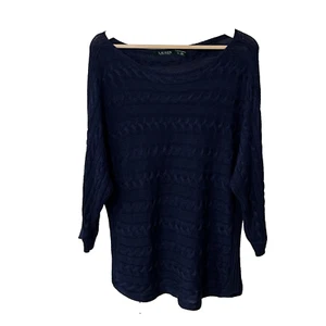 Maglione Ralph Lauren taglia XL blu navy tunica maglia cavo collo barca misto cotone - Foto 1 di 6