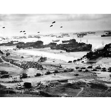 WWII War US Landing Ships Omaha Beach D-Day 1944 Photo Wall Art Canvas Print