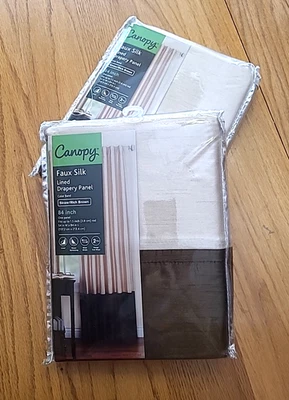 Canopy Faux Silk Lined Drapery Panels X2 **Each 54W 84Long ** NEW - Image 1 of 4