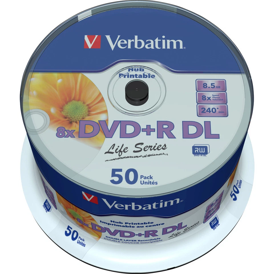 Verbatim 97693 DVD+R DL Rohling 8.5 GB 50 St. Spindel Bedruckbar - Bild 1 von 2