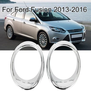 Chrome Fog Lamp Bezel Trim Rings Compatible with For Ford Fusion 2013 2016 - Picture 1 of 12