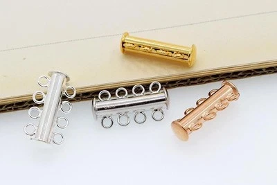 1 conjunto (1 par) conector de colar de corrente de prata esterlina com vários fios, 4 camadas - Imagem 1 de 2