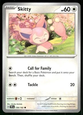 Skitty 130/162 Common Normal NM Pokemon SV05: Temporal Forces - Image 1 of 2