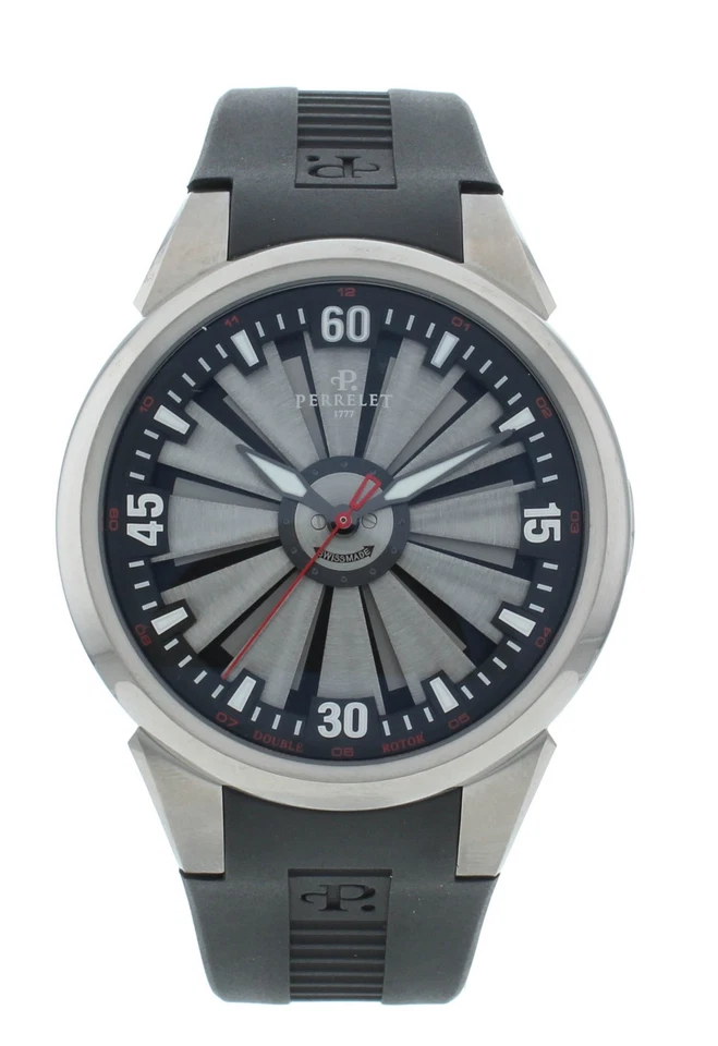 Reloj para hombre Perrelet Turbine automático esfera plateada 44 mm correa de goma A05006/1 Foto 1 de 4