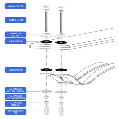 Easy to Install Diving Board Bolt Set Improve Safety for Two Hole Inground Pools - Image 1 of 4