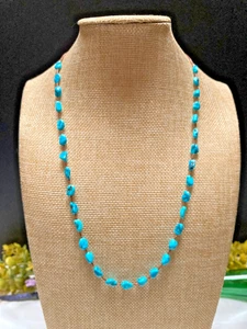 Lovely Vintage Navajo Turquoise Pebble Nugget Fine Heishi Bead Necklace 24" - Picture 1 of 11