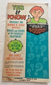 🍒 Vintage Yes & Know Invisible Ink Games & Quiz Book USED 🍒 - Bild 1 von 3