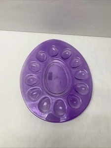 Vintage Ganz Egg Shaped Oval Plate Purple Glass - Picture 1 of 7