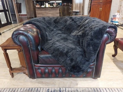 Genuine Real Sheared Beaver Fur Blanket Throw Size 50" x 40" Rug - 6680 - Image 1 of 4