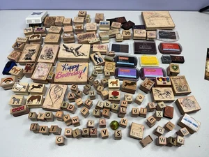 Huge Rubber Stamp Collection Foam Letters Animals Religion Frl Design Co Wood - Picture 1 of 11