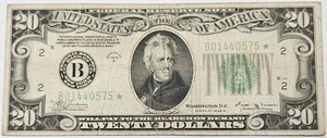 1934 B $20 Dollar Federal Reserve Star Note New York FR#2056-B* c854 - Picture 1 of 4