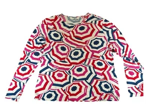 LANDS END Long Sleeve Rash Guard Swim Shirt, Size L Petite, Umbrellas UPF 50+ - Picture 1 of 3