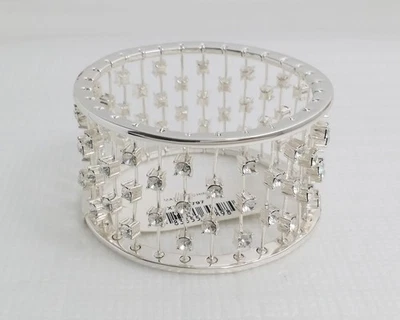 Brazalete ancho de cristal transparente tono plata NAPIER sin firmar Foto 1 de 4