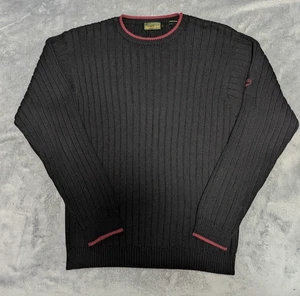 Timberland Thick Knit Black & Red Sweater XL Mens Crew Neck Warm - Picture 1 of 7