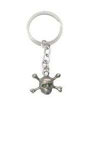 wa Pirate Skull & Crossbones English Pewter Emblem on a Split Ring Keyring - Picture 1 of 1