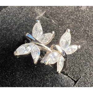 Sterling Silver Cubic Zirconia Double Butterfly Ring-- Size 7--Gorgeous! - Picture 1 of 12